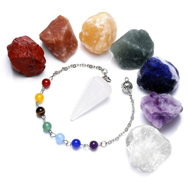 Natural Raw Crude Amethyst Quartz Crystal Dowsing Chakra Pendulum for Divination Real Stone Reiki Pendant Necklace for Women Energy Healing